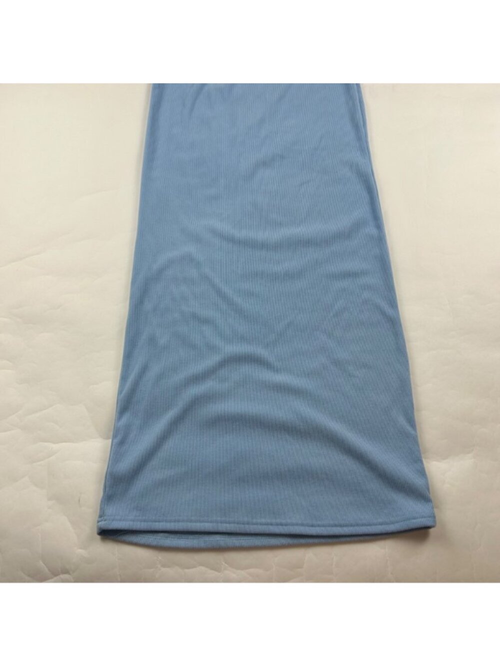 MUSERA Light Blue Soft Ribbed Knit Tie Halter Midi Maxi Dress L - Picture 9 of 9